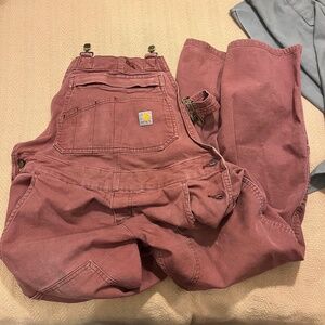 worn in mauve pink xs carhartt work overalls